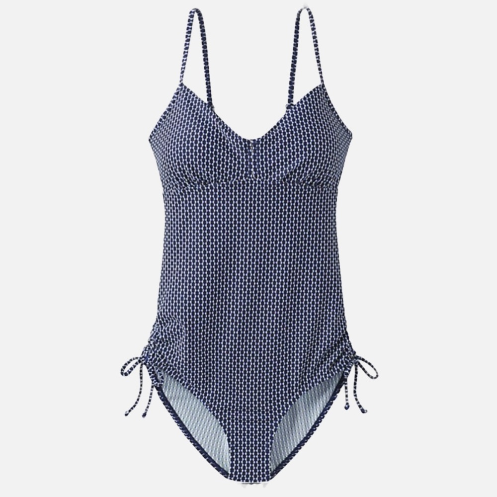 prAna Moorea One-Piece Swimsuit Navy Blue Patterned Sz Small